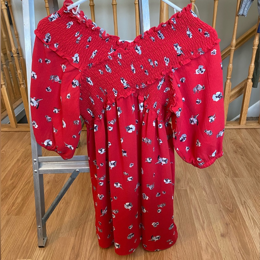 Francescas Red Oversized Flowy Top